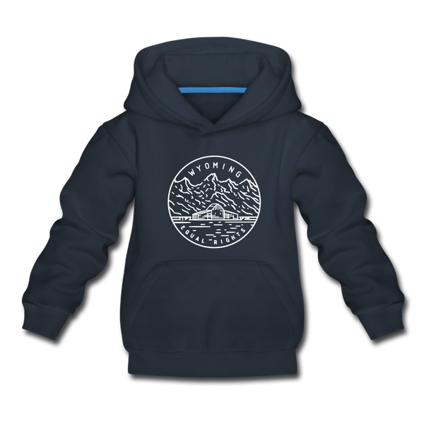 Wyoming Youth Hoodie - State Design Youth Wyoming Hooded Sweatshirt - navy