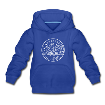 Wyoming Youth Hoodie - State Design Youth Wyoming Hooded Sweatshirt - royal blue