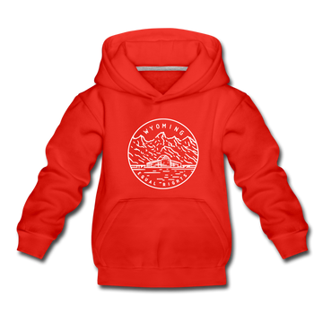 Wyoming Youth Hoodie - State Design Youth Wyoming Hooded Sweatshirt - red