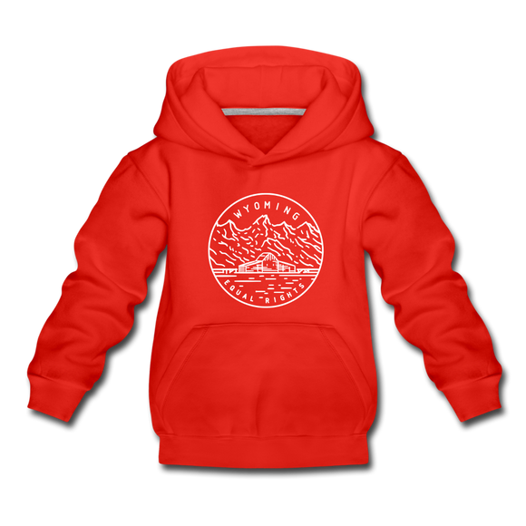 Wyoming Youth Hoodie - State Design Youth Wyoming Hooded Sweatshirt - red