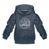 Wyoming Youth Hoodie - State Design Youth Wyoming Hooded Sweatshirt - heather denim