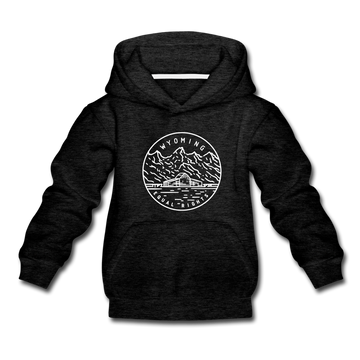 Wyoming Youth Hoodie - State Design Youth Wyoming Hooded Sweatshirt - charcoal gray