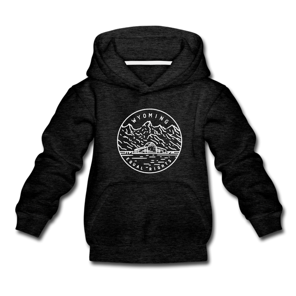 Wyoming Youth Hoodie - State Design Youth Wyoming Hooded Sweatshirt - charcoal gray