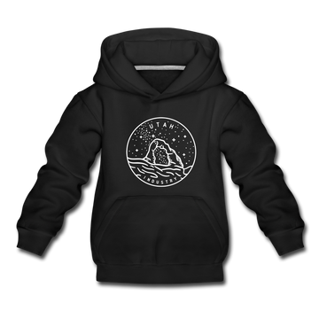 Utah Youth Hoodie - State Design Youth Utah Hooded Sweatshirt - black