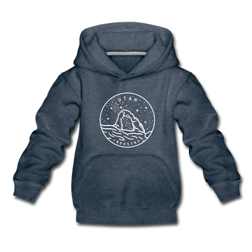 Utah Youth Hoodie - State Design Youth Utah Hooded Sweatshirt - heather denim
