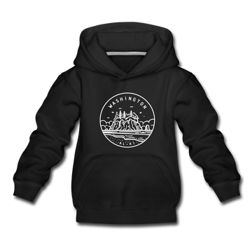 Washington Youth Hoodie - State Design Youth Washington Hooded Sweatshirt - black