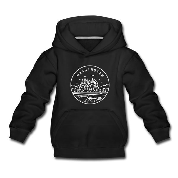 Washington Youth Hoodie - State Design Youth Washington Hooded Sweatshirt - black