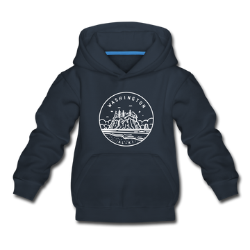 Washington Youth Hoodie - State Design Youth Washington Hooded Sweatshirt - navy