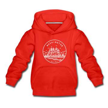 Washington Youth Hoodie - State Design Youth Washington Hooded Sweatshirt - red