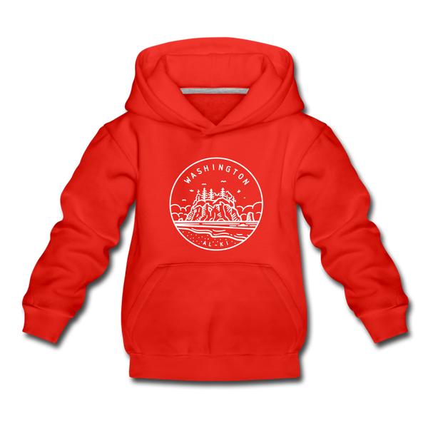 Washington Youth Hoodie - State Design Youth Washington Hooded Sweatshirt - red