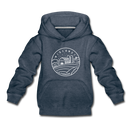Wisconsin Youth Hoodie - State Design Youth Wisconsin Hooded Sweatshirt - heather denim