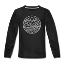 Alaska Youth Long Sleeve Shirt - State Design Youth Long Sleeve Alaska Tee - black