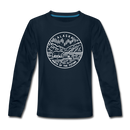 Alaska Youth Long Sleeve Shirt - State Design Youth Long Sleeve Alaska Tee - deep navy