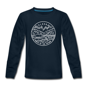 Alaska Youth Long Sleeve Shirt - State Design Youth Long Sleeve Alaska Tee