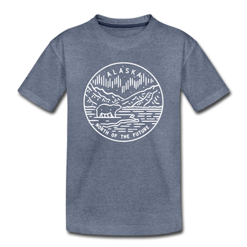 Alaska Toddler T-Shirt - State Design Alaska Toddler Tee - heather blue