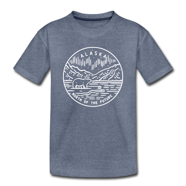 Alaska Toddler T-Shirt - State Design Alaska Toddler Tee - heather blue