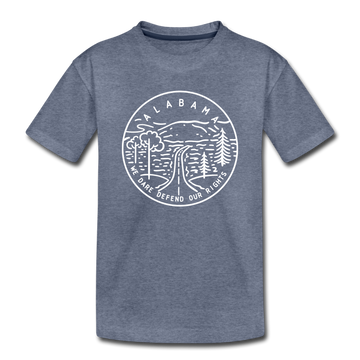 Alabama Toddler T-Shirt - State Design Alabama Toddler Tee - heather blue