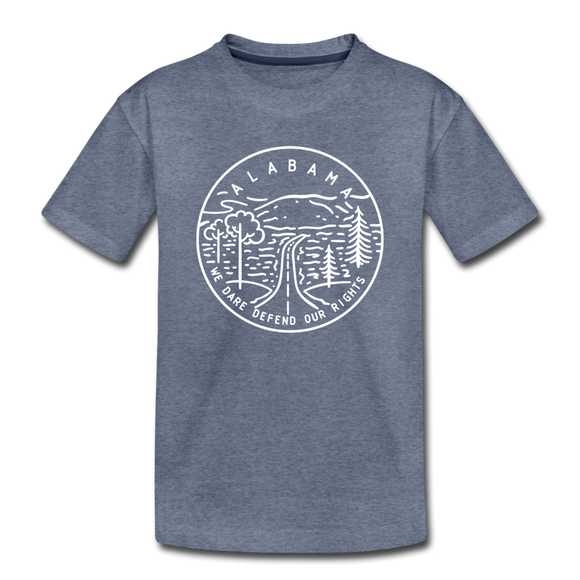 Alabama Toddler T-Shirt - State Design Alabama Toddler Tee - heather blue