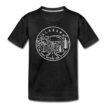 Alabama Toddler T-Shirt - State Design Alabama Toddler Tee - charcoal gray