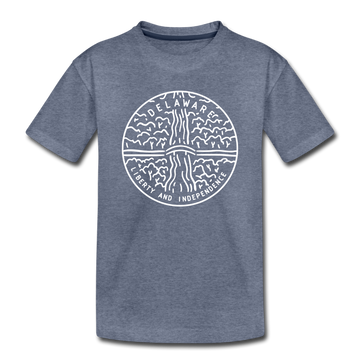 Delaware Toddler T-Shirt - State Design Delaware Toddler Tee - heather blue
