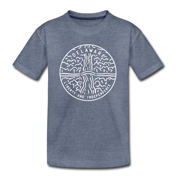 Delaware Toddler T-Shirt - State Design Delaware Toddler Tee - heather blue