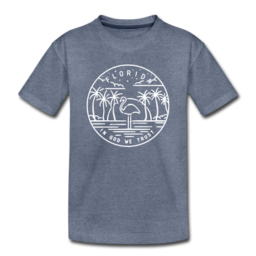 Florida Toddler T-Shirt - State Design Florida Toddler Tee - heather blue