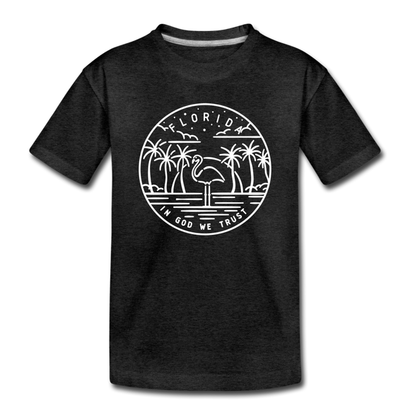 Florida Toddler T-Shirt - State Design Florida Toddler Tee - charcoal gray