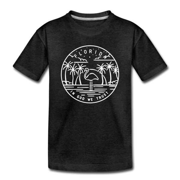 Florida Toddler T-Shirt - State Design Florida Toddler Tee - charcoal gray