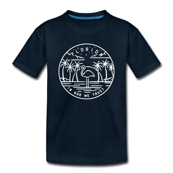 Florida Toddler T-Shirt - State Design Florida Toddler Tee - deep navy