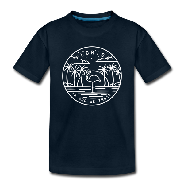 Florida Toddler T-Shirt - State Design Florida Toddler Tee - deep navy