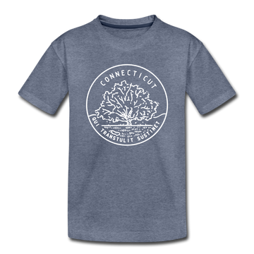Connecticut Toddler T-Shirt - State Design Connecticut Toddler Tee - heather blue
