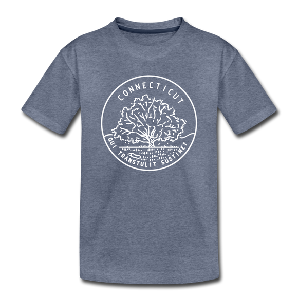 Connecticut Toddler T-Shirt - State Design Connecticut Toddler Tee - heather blue