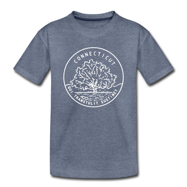 Connecticut Toddler T-Shirt - State Design Connecticut Toddler Tee - heather blue