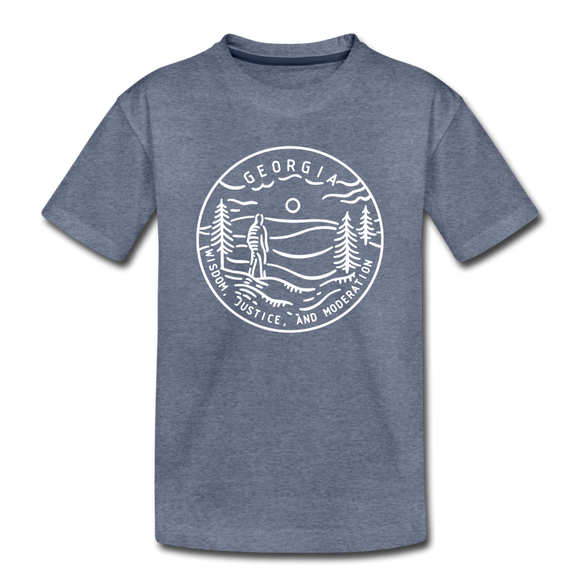 Georgia Toddler T-Shirt - State Design Georgia Toddler Tee - heather blue