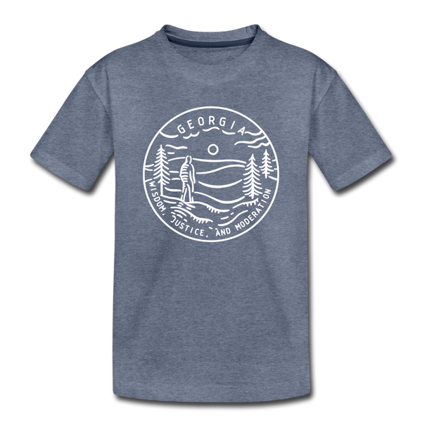 Georgia Toddler T-Shirt - State Design Georgia Toddler Tee - heather blue