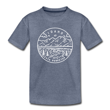 Idaho Toddler T-Shirt - State Design Idaho Toddler Tee - heather blue