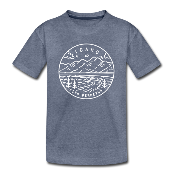 Idaho Toddler T-Shirt - State Design Idaho Toddler Tee - heather blue