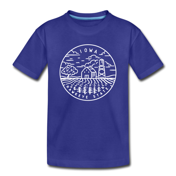 Iowa Toddler T-Shirt - State Design Iowa Toddler Tee - royal blue