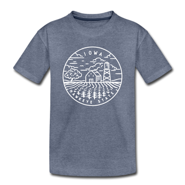 Iowa Toddler T-Shirt - State Design Iowa Toddler Tee - heather blue