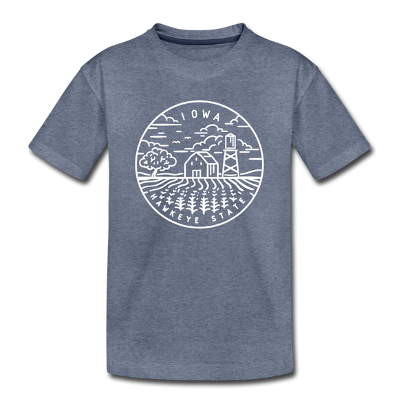 Iowa Toddler T-Shirt - State Design Iowa Toddler Tee - heather blue