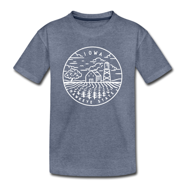 Iowa Toddler T-Shirt - State Design Iowa Toddler Tee - heather blue