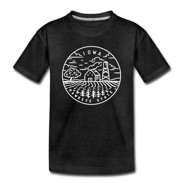 Iowa Toddler T-Shirt - State Design Iowa Toddler Tee - charcoal gray