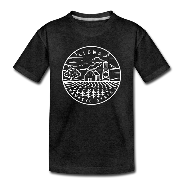 Iowa Toddler T-Shirt - State Design Iowa Toddler Tee - charcoal gray