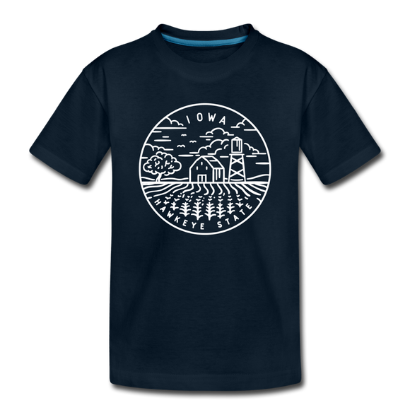 Iowa Toddler T-Shirt - State Design Iowa Toddler Tee - deep navy