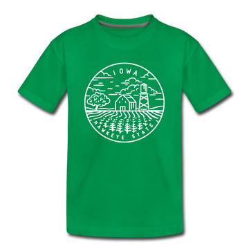 Iowa Toddler T-Shirt - State Design Iowa Toddler Tee - kelly green
