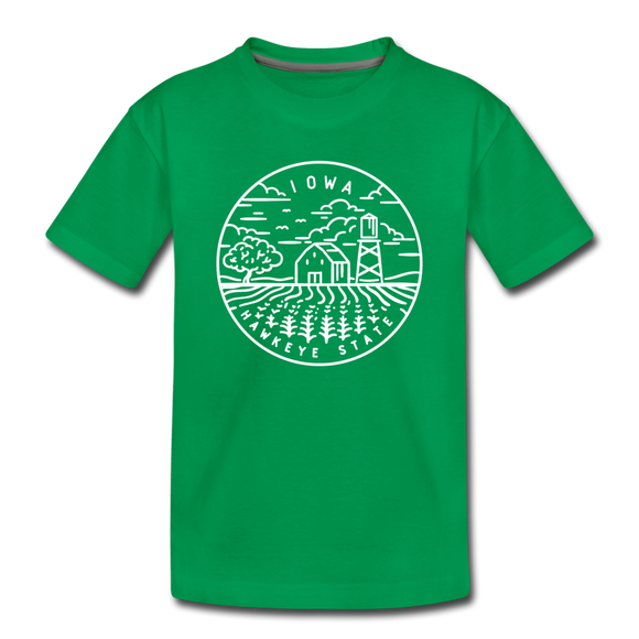 Iowa Toddler T-Shirt - State Design Iowa Toddler Tee - kelly green
