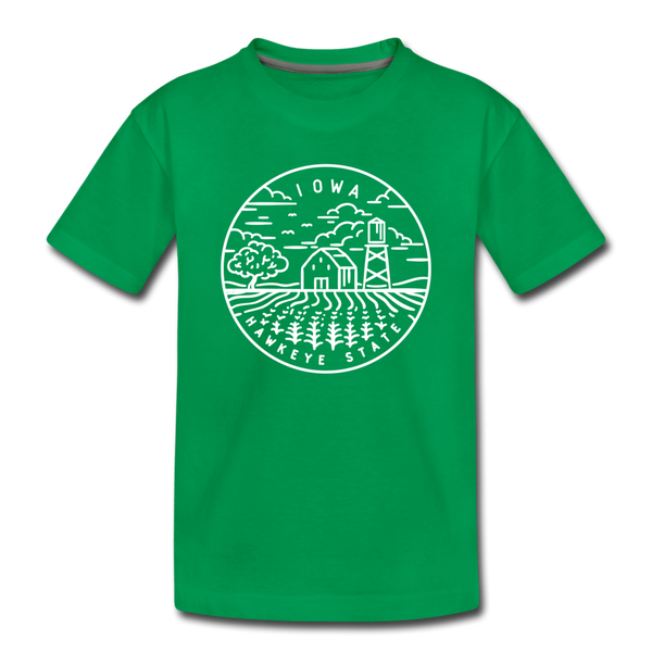 Iowa Toddler T-Shirt - State Design Iowa Toddler Tee - kelly green