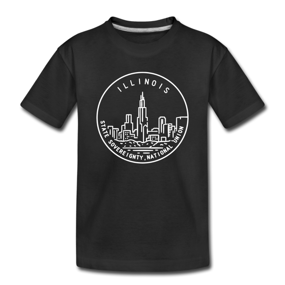 Illinois Toddler T-Shirt - State Design Illinois Toddler Tee - black