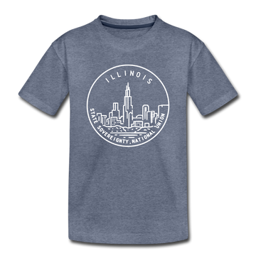 Illinois Toddler T-Shirt - State Design Illinois Toddler Tee - heather blue