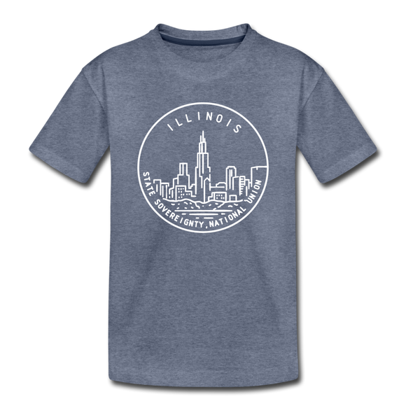 Illinois Toddler T-Shirt - State Design Illinois Toddler Tee - heather blue